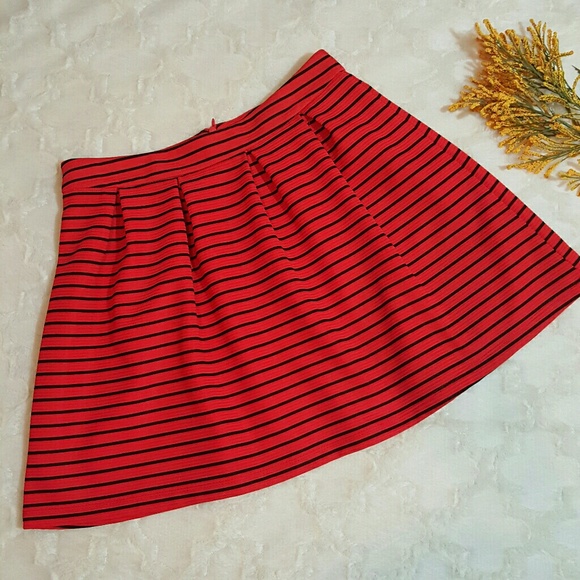 Primi Red and Black Stripped Mini Skirt size M - Picture 1 of 5